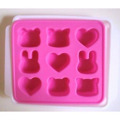 Photo1: Silicone Mold Animal Bear Rabbit Cat Heart Chocolate Pink New