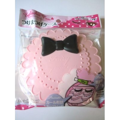 Photo1: Ribbon Dolly Fairy 3 level False Eyelash Case Pink Black Brand-New