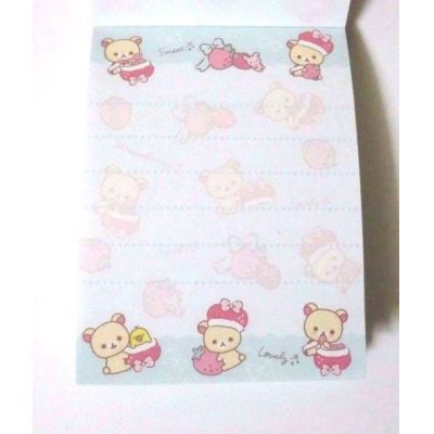 Photo3: San-X Rilakkuma korilakkuma Mini Memo Pad Strawberry Pink Brand New