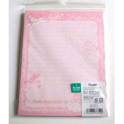 Photo2: Sanrio Little Twin Stars Kiki & Lala Mini Letter Set Unicorn Pink Brand New