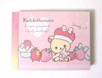 San-X Rilakkuma korilakkuma Mini Memo Pad Strawberry Pink Brand New