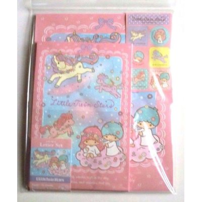 Photo1: Sanrio Little Twin Stars Kiki & Lala Mini Letter Set Unicorn Pink Brand New