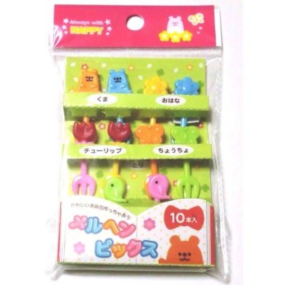 Photo1: Animal Flower Fork Food Picks Bento Box Lunch Party