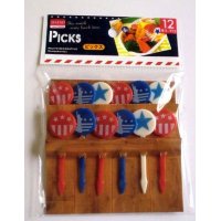 Bento Lunch Box Accessory Food Picks Flag Star 12 pcs Brand-New