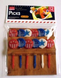 Bento Lunch Box Accessory Food Picks Flag Star 12 pcs Brand-New