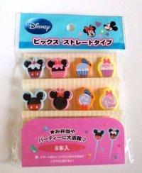 Disney Mickey Mouse Food Picks Pink Yellow Orange Blue Bento Lunch Party