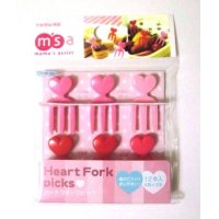 Bento Lunch Box Accessory Heart Food Fork Picks 12 pcs Brand-New Pink Red