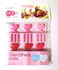 Bento Lunch Box Accessory Heart Food Fork Picks 12 pcs Brand-New Pink Red