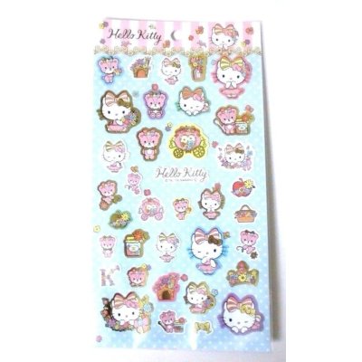 Photo1: Sanrio Hello Kitty Stickers Ribbon Flower Pink Blue Brand New