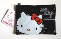 Sanrio Hello Kitty Pouch Mesh Bag Ribbon Black Brand New