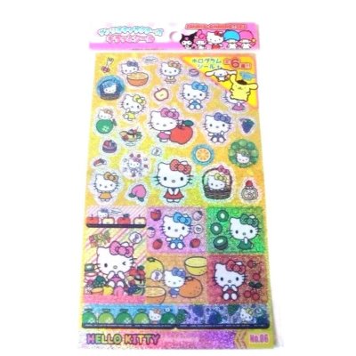 Photo1: Sanrio Hello Kitty Glitter Stickers Fruit Brand New