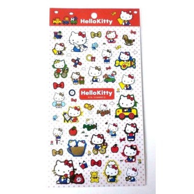 Photo1: Sanrio Hello Kitty Stickers Red White Ribbon Apple Brand New