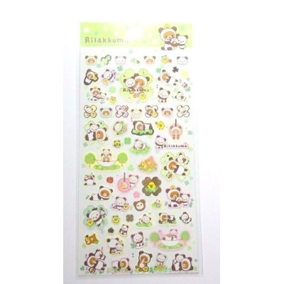 Photo1: San-X Rilakkuma Sticker Panda Green Brand-New