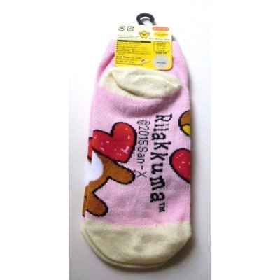 Photo2: San-X Rilakkuma Ankle Low Cut Socks Heart Pink Brand New