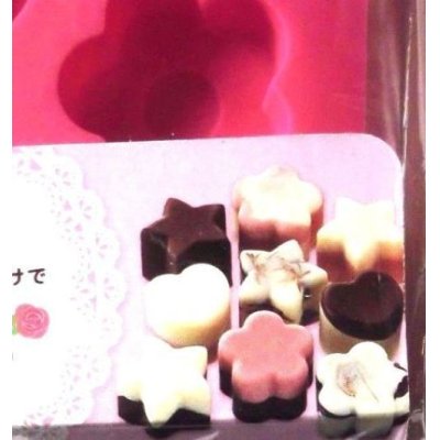 Photo2: Chocolate Star Heart Flower Silicone Mold Brand New Pink