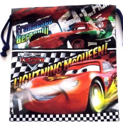 Photo1: Disney Cars Pouch Kinchaku Mini Bag Lunch Bento Black Brand New