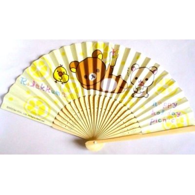 Photo1: San-X Rilakkuma Rilakuma Folding Fan Happy Holiday Picnic Lemon New