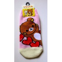 San-X Rilakkuma Ankle Low Cut Socks Heart Pink Brand New