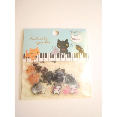 Photo1: San-X Kutusita Nyanko Vinyl Stickers Pack 80 pcs Brand New