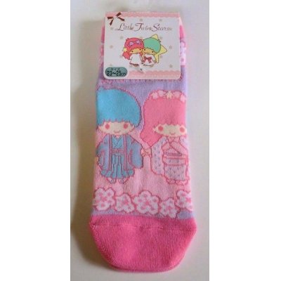 Photo1: Sanrio Little Twin Stars Kiki & Lala Ankle Low Cut Socks Kimono Pink New