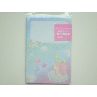 Photo1: Sanrio Little Twin Stars Kiki & Lala Envelopes Unicorn Blue Brand New