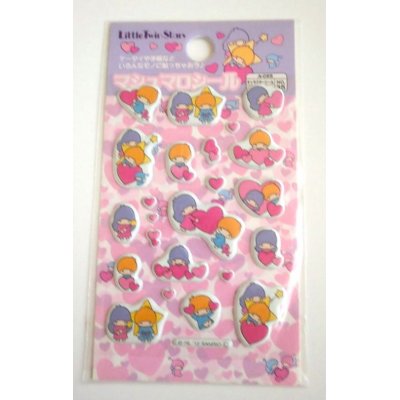 Photo1: Sanrio Little Twin Stars Kiki & Lala Marshmallow Sticker Pink Brand-New