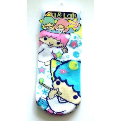 Photo1: Sanrio Little Twin Stars Kiki & Lala Ankle Low Cut Socks Soap Bubble Brand New