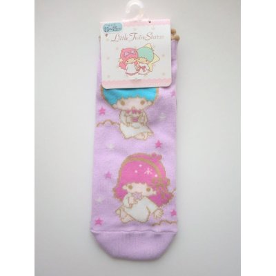 Photo1: Sanrio Little Twin Stars Kiki & Lala Ankle Low Cut Socks Purple Brand-New