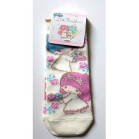 Sanrio Little Twin Stars Kiki & Lala Ankle Low Cut Socks White Pink Rose New