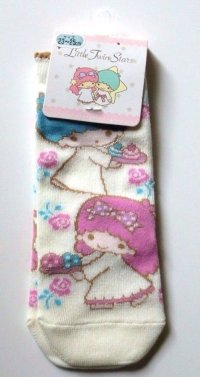 Sanrio Little Twin Stars Kiki & Lala Ankle Low Cut Socks White Pink Rose New