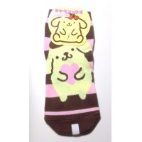 Sanrio Pompompurin Ankle Low Cut Socks Stripe Pink Yellow Brown Brand-New