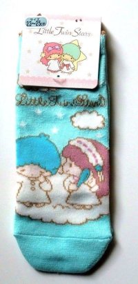 Sanrio Little Twin Stars Kiki & Lala Ankle Low Cut Socks Blue Sky New