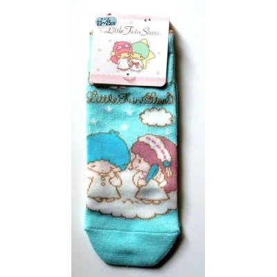 Photo1: Sanrio Little Twin Stars Kiki & Lala Ankle Low Cut Socks Blue Sky New