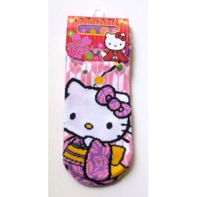 Photo1: Sanrio Hello Kitty Ankle Low Cut Socks Kimono Pink Purple Brand New