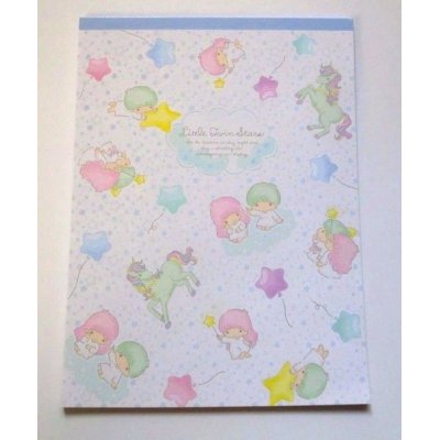 Photo1: Sanrio Little Twin Stars Kiki & Lala Letter Pad Unicorn White Brand New