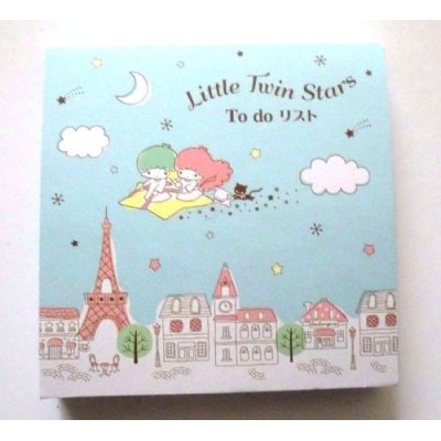 Photo1: Sanrio Little Twin Stars Kiki & Lala Memo Pad Paris Eiffel Tower Brand New