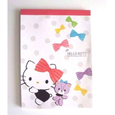 Photo1: Sanrio Hello Kitty Memo Pad Ribbon Pink Brand New