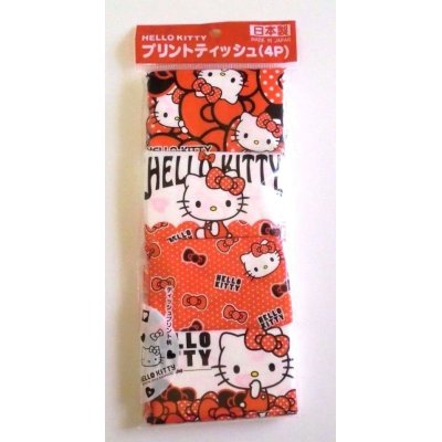 Photo1: Sanrio Hello Kitty Pocket Tissue 4 pcs Ribbon Red Brand New