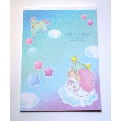 Photo1: Sanrio Little Twin Stars Kiki & Lala Letter Pad Unicorn Blue Brand New