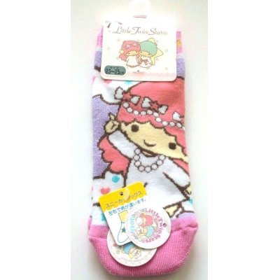 Photo1: Sanrio Little Twin Stars Kiki & Lala Ankle Low Cut Pile Thick Socks Brand New