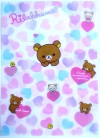 San-X Rilakkuma Korilakkuma Clear File Folder Heart Pink Brand New