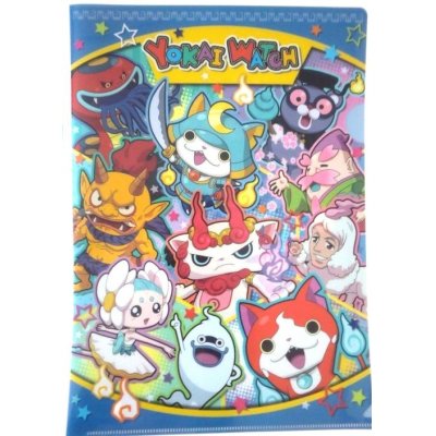 Photo1: Yokai Watch Clear File Folder Jibanyan Bushinyan Shurakoma Whisper Blue New