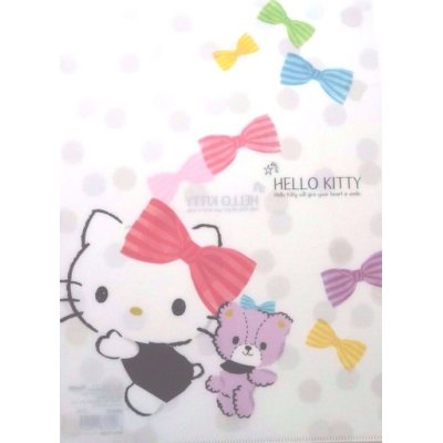 Photo1: Sanrio Hello Kitty Ribbon Clear File Folder Pink Brand New