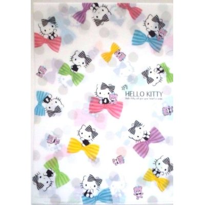 Photo1: Sanrio Hello Kitty Ribbon Clear File Folder Pink Brand New