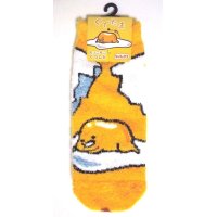 Sanrio Gudetama Ankle Low Cut Fluffy Socks White Yellow Brand New