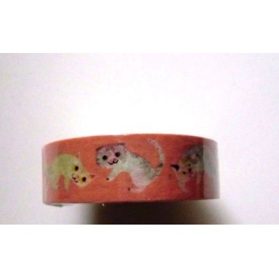 Photo2: Decorative Craft Washi Masking Tape Sticker Cat Brand New Pink