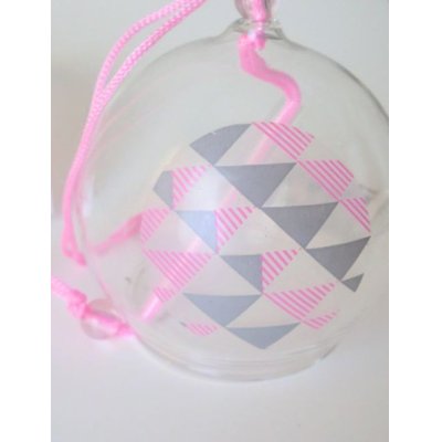 Photo2: Furin Glass Wind Chime Retro Pink Japan Brand New