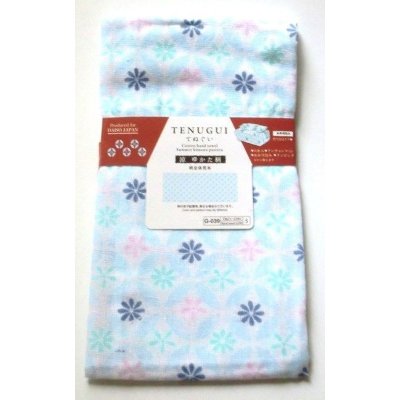 Photo1: Tenugui Cotton Hand Cloth Japan Flower 100% Cotton Brand-New Blue