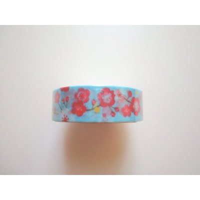 Photo1: Decorative Craft Washi Masking Tape Sticker Ume Japan Blue Brand New