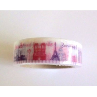 Photo1: Decorative Craft Washi Masking Tape Sticker World Traveling Paris Brand New